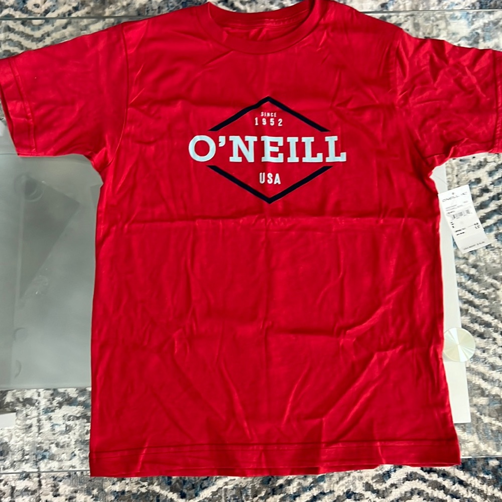 O'Neill Boy's Red Short Sleeve Rockwell Logo Cotton T-Shirt size Medium
